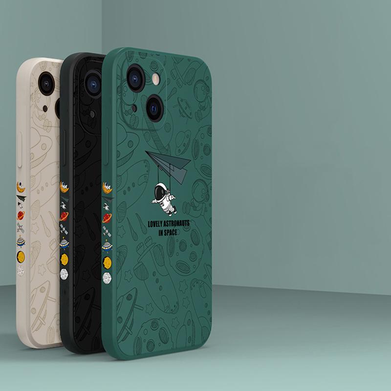 Креативный дизайн астронавт силиконовый мягкий чехол для iPhone 16 Pro 15 Pro Max 14 Pro 13 12 11 X XR XS 8 7 Plus SE 2020