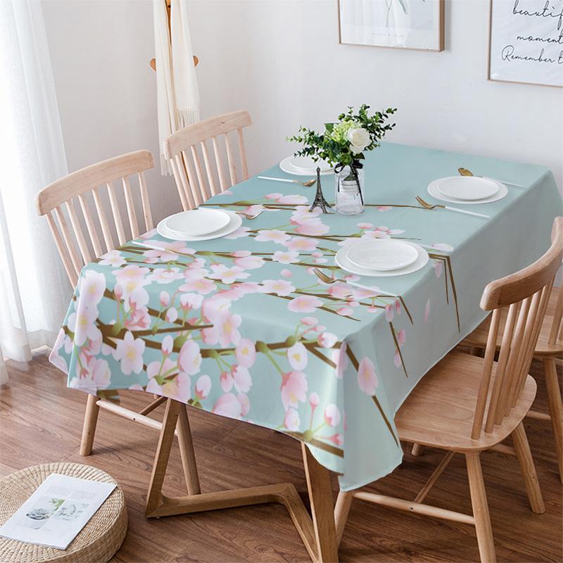 Маленькие свежие домашние прямоугольные скатерти с принтом цветов сливы для украшения стола, вечерние, водонепроницаемые, против пятен, Nappe De Table