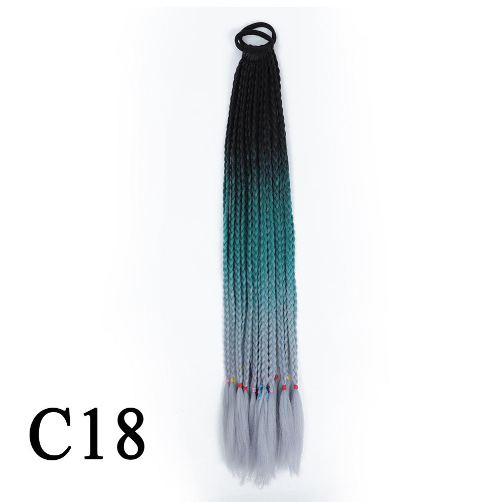 Плетеный хвост с резинкой, черный плетеный хвост ручной работы из термостойкого волокна, шиньоны с конским хвостом для девочек