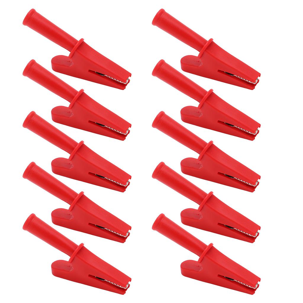 10Pcs Electric Test Clip 20A Rated Current 10mm Opening Test Clamp for Electronic Equipment Welding MachineryRed
