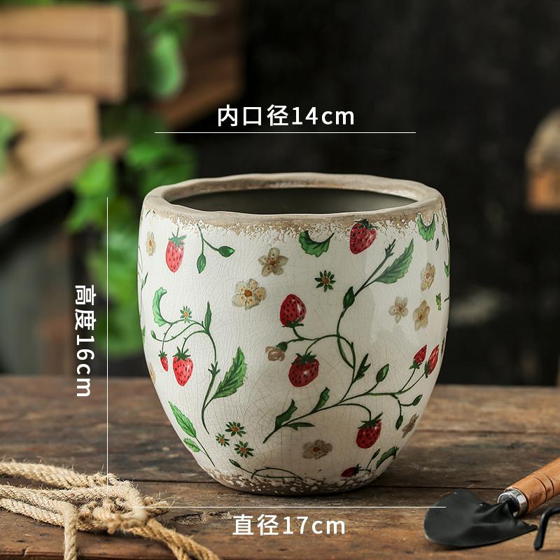 Vase Vintage Ceramic Desktop DecorationOutdoor Garden Special Flower Pot Home Indoor Breathable Creative PastoralStyle HighSense