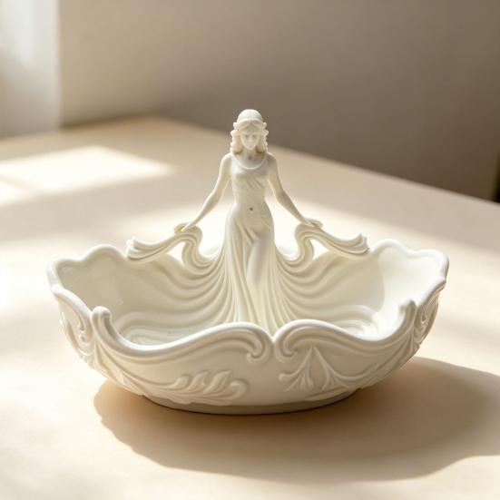 Jewelry Tray, Decorative Trinket Dish, Desktop Jewelry Organizer, Female Figure Storage Tray for Rings Earrings Necklaces Hairpins Makeup Brushes