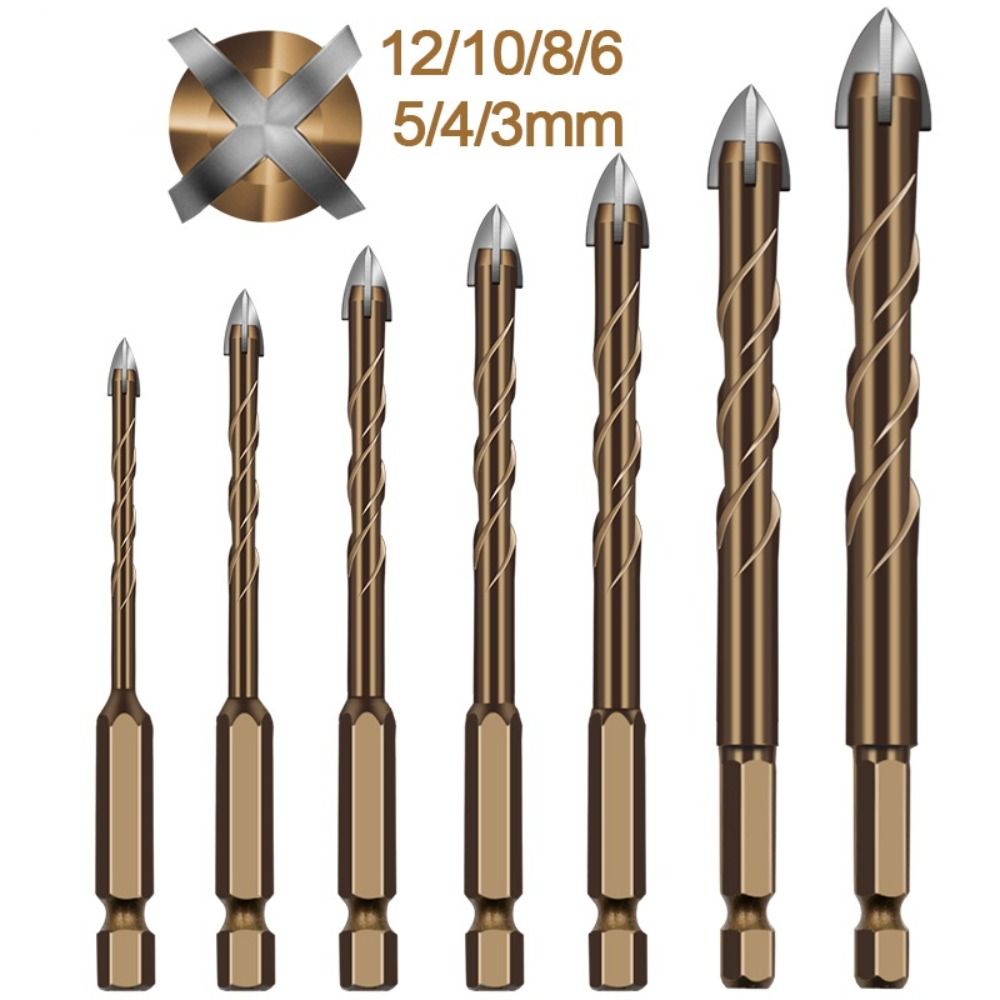 Concrete Spiral Screw Drill Bit Set Metric Composite Tap Cross Hex Tile Cutting Drilling Polishing