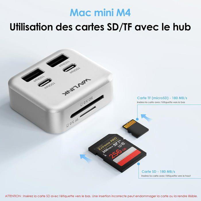 Hub USB - UNDERSCORE - Mac mini M4/M4 Pro - 2x USB-C 10G - 2x USB-A 10G - Lecteur SD/TF 3.0