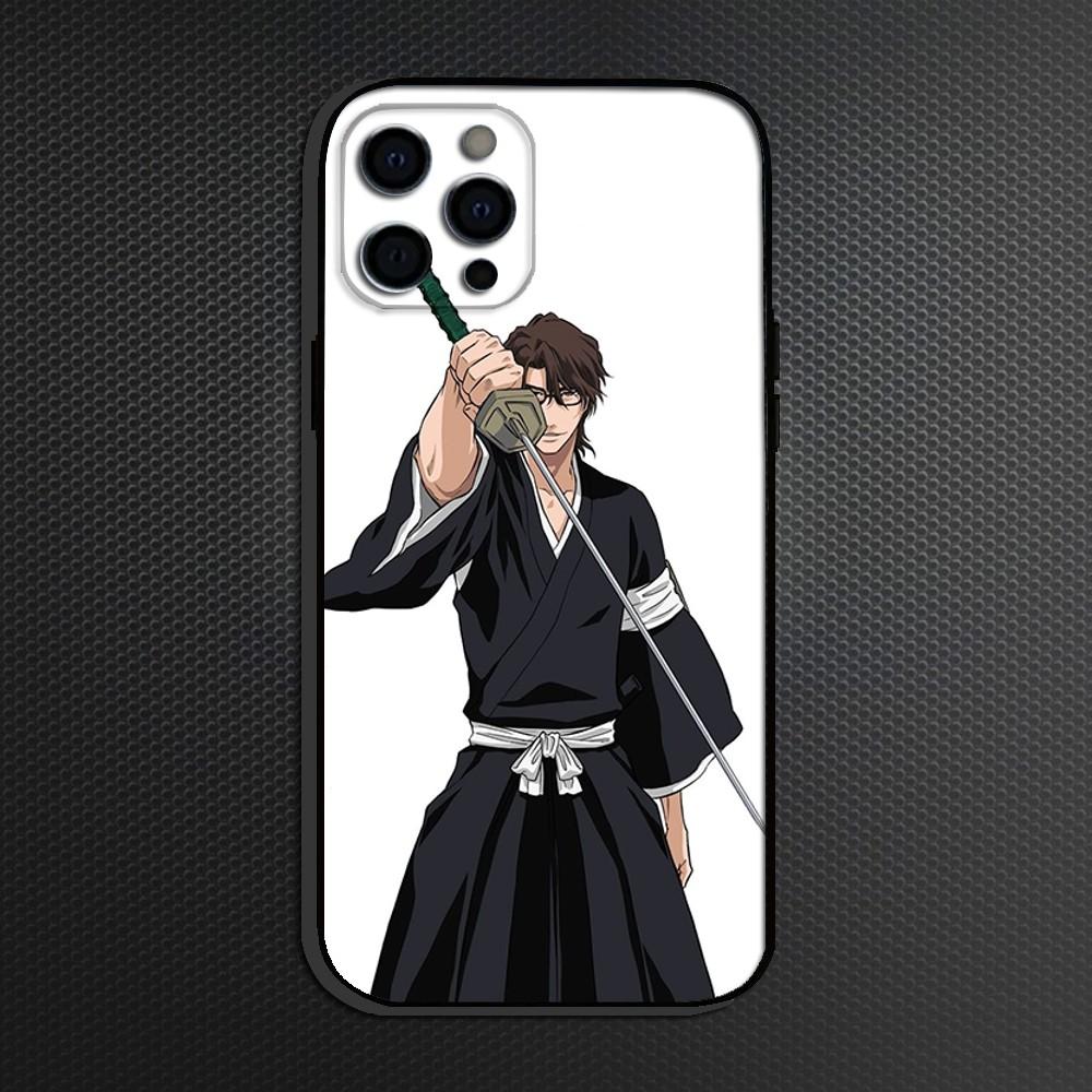 Anime B-Bleachs Aizen Sosuke Phone Case For iPhone 16,15,14,13,12,11 Plus,Pro Max,XS,X,XR,SE Soft Silicone Black Cover