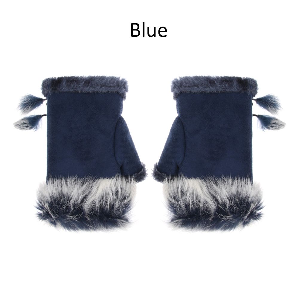 Winter Keep Finger Warm Soft Warm Mittens Fingerless Faux Rabbit Hair Gloves Thicken Warm
