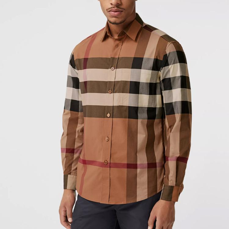 Burberry Check Stretch Poplin Long Sleeve Shirt 80376401