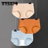 3Pcs/Set Women's Ice Silk Seamless Cotton Crotch Panties Solid Color Large Szie Mid-waist Modal Briefs