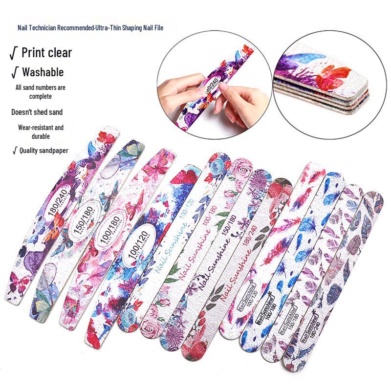 Пилка для ногтей в форме полумесяца с принтом бабочек - Тонкая деревянная щепка, инструмент для придания формы и шлифовки маникюра