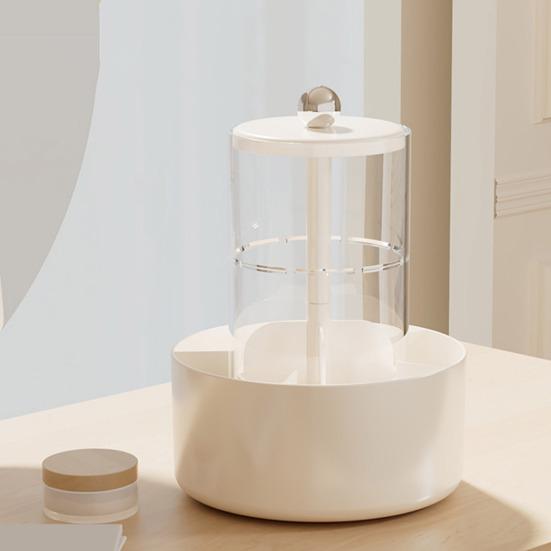 Makeup Brush Holder Dustproof 360-Degree Rotatable Press Type Multi-grid Makeup Brush Organizer Storage Tube