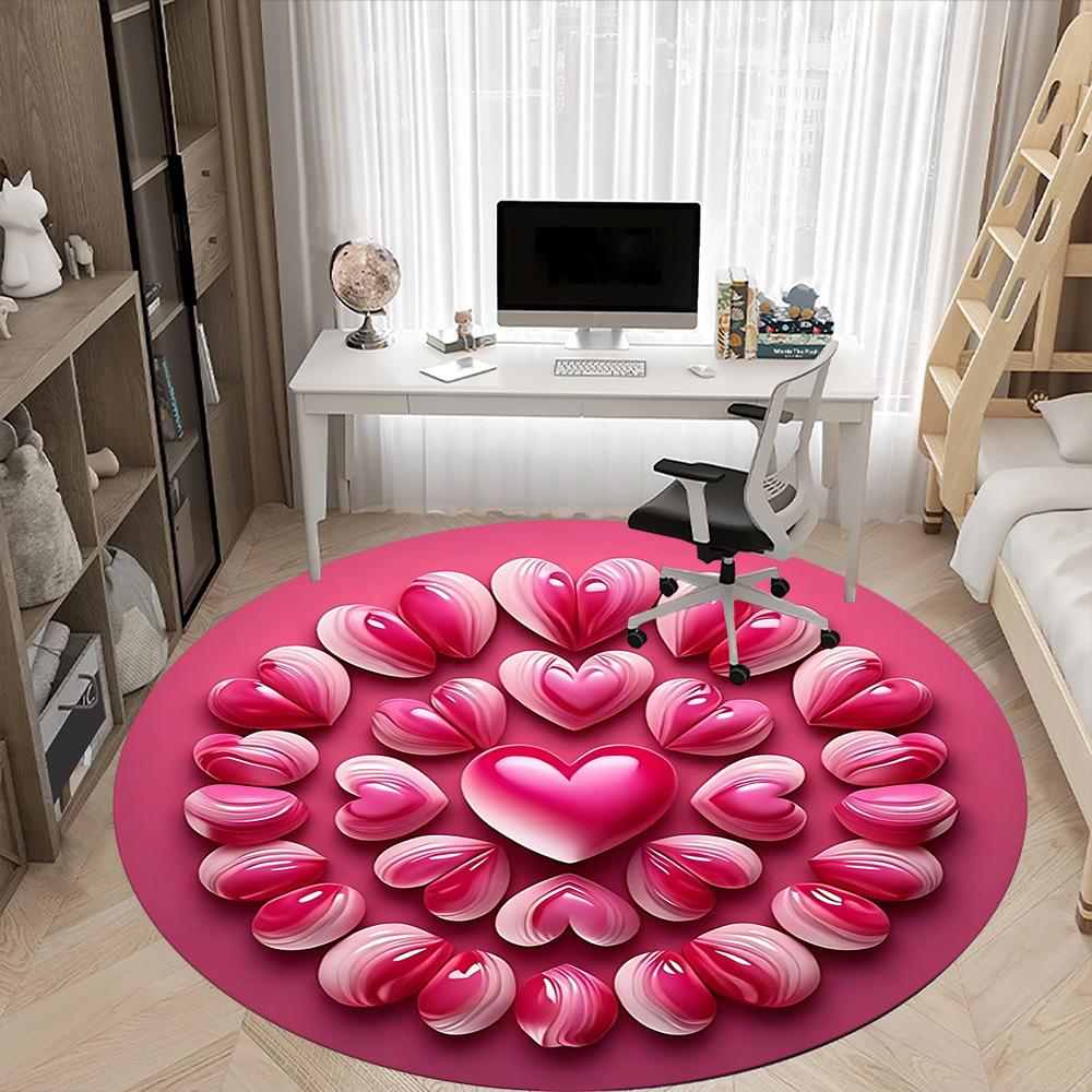1pc Heart Mandala Chair Carpet for Office, Non-slip, Soft and Durable Office Rug, Perfect for Office yy260131012