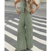 Spring and Summer New Women's Clothing Minimalist Wind round Neck Sleeveless Short Shoelace Tops Loose Vertical Horn Pants