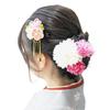 Sweet Kiss Japanese Hair Hair 3 Flowers with Birabanzashi Perfect for Years First Doll Summer Fireworks Tsumami Zaiku Ornament, Clip, (Pink),