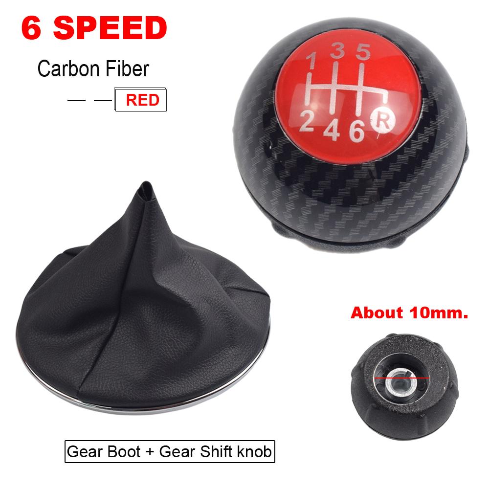 5 6 Speed Gear Shift Knob for Fiat 500 2012-2018 Chrome+Red 55344048