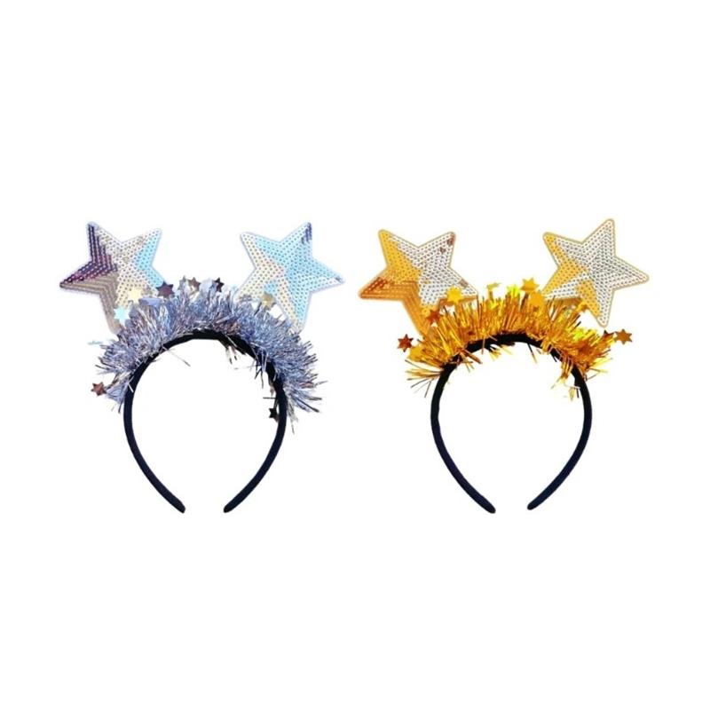 Год повязка на голову золото серебро блестки звезда блестки обруч для волос мытье лица маска для лица держатель для волос женщины леди девушка аксессуар для волос