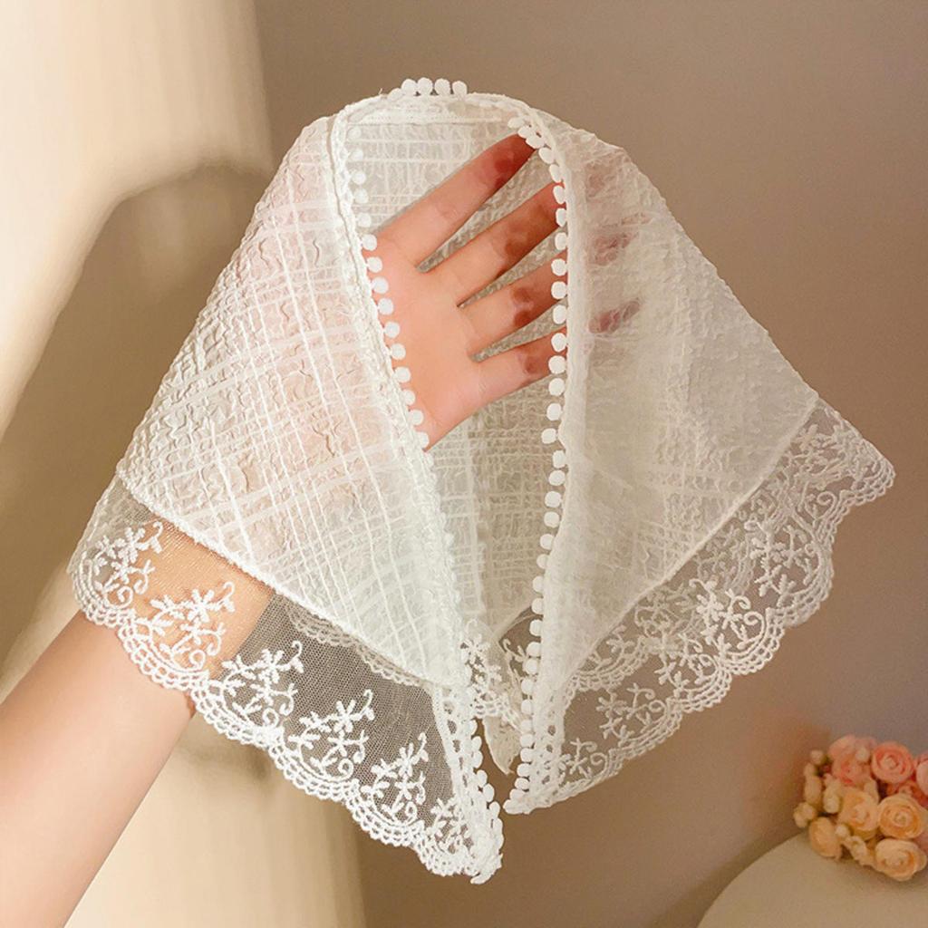 Retro Lace Headband Print Hair Scarf Triangle Headscarf Hair Bands for Womens Girl Fashion Sweet Kerchief
