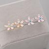 Real 925 Sterling Silver Sweet Pink Flowers Stud Earrings For Women Pave Setting CZ Fine Jewelry Gift