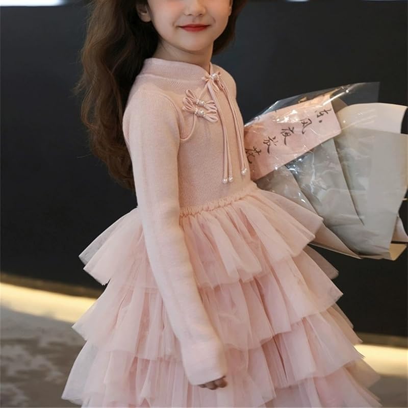 [VIISEN] дети ребенок цельный длинный рукав девочка детская одежда дети принцесса платье тюль милая одежда свадьба презентация По дороге в школу
