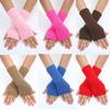 Women Long Fingerless Gloves Knitted Mitten Hand Warmers Winter Warm Wool Knitting Half Finger Gloves Unisex Arm Sleeve