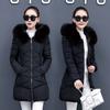 Women Cotton-Padded Jacket In Long Autumn Winter Thickened Big Wool Collar Cotton Coat Korean Slim Cotton-Padded Coat