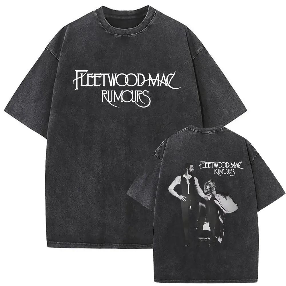 2026 Стиранная Винтажная Футболка с Графикой Рок-группы Fleetwood Mac Rumours Футболка Стиви Никс Мужская Женская Повседневная Хлопковая Оверсайз Футболка