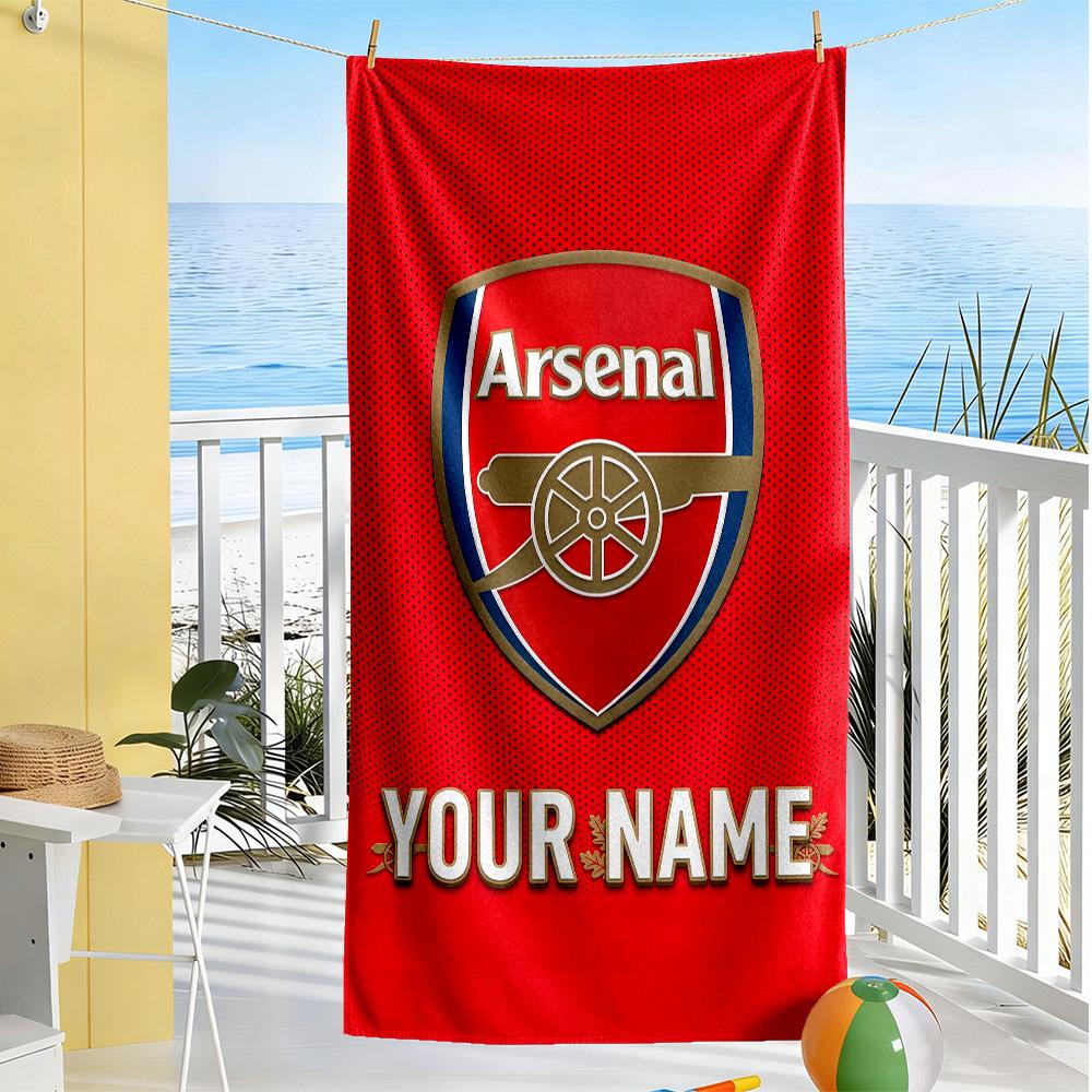 Arsenal F.c. Customize Text Beach Towel High Absorbency & Quick-Dry