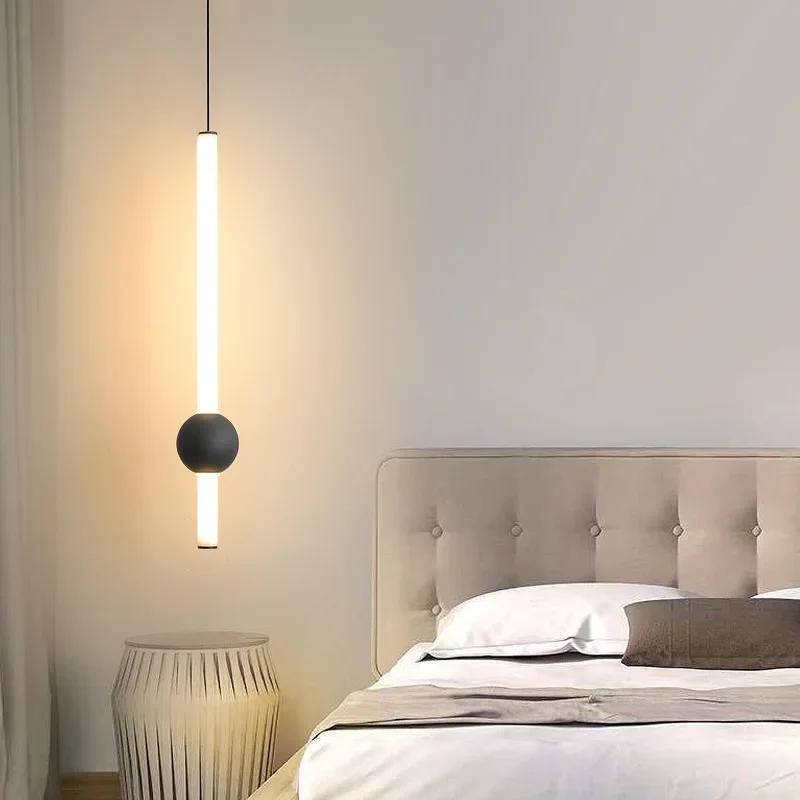 Modern Pendant Lights for Living Room Bedroom Shop Hanging Lamps Fixture Luminaire Glass Rod Long Lighting Black Gold Decoration