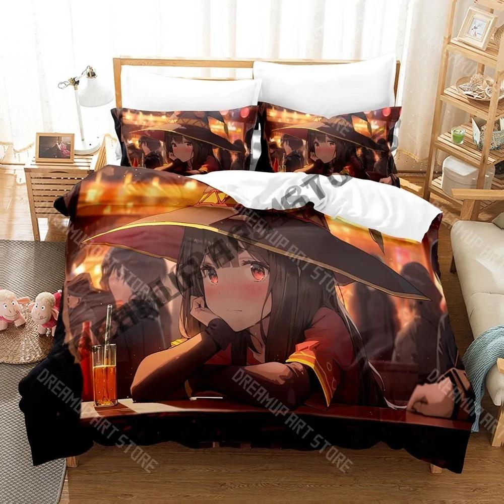 3D Print KonoSuba God's Blessing On This Wonderful World! Megumin Bedding Set Single Twin Full Queen King Size Bed Set Bedr