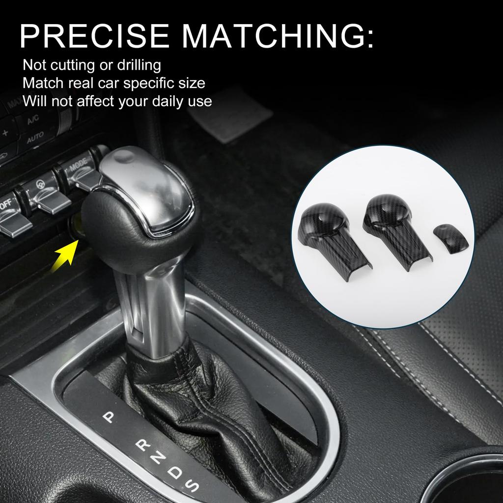 TUCKBOLD Декоративная накладка на ручку переключения передач для console Ford Mustang Наклейка на внутреннюю отделку Стайлинг Декор Углеродное волокно Черный с клейкой основой