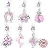 New Original Charm Beads Copper Pink Lucky Series Dangle Charms For Bracelet Women Girl Fine Diy Jewelry Gift