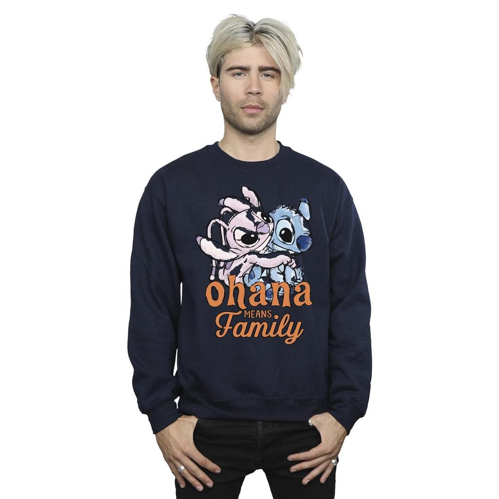 Disney Mens Lilo And Stitch Ohana Angel Hug Sweatshirt