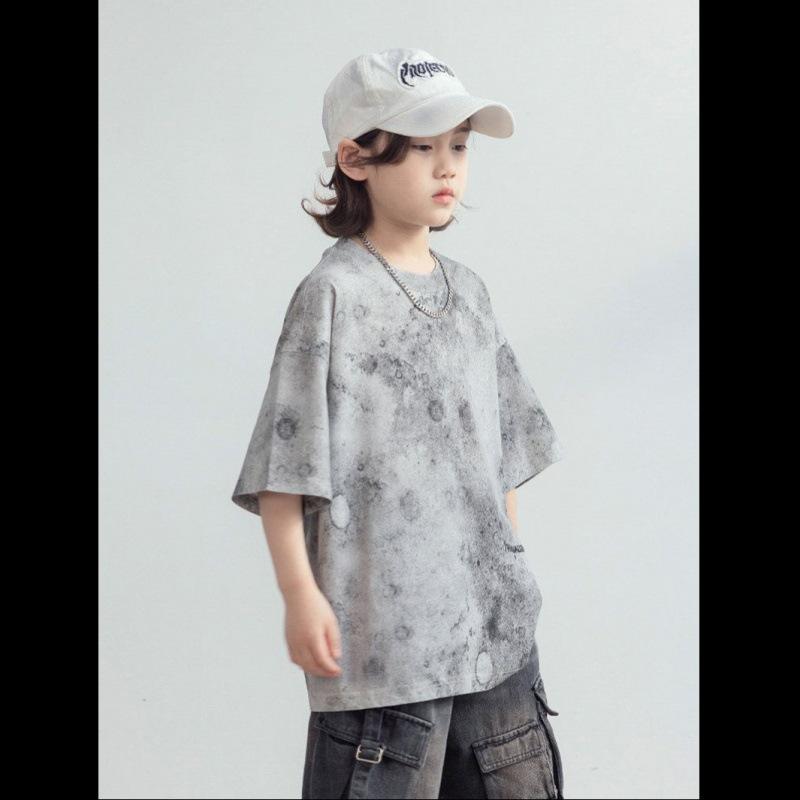 Kids Summer Tie Dye T Shirt Boys Girls Fashion Round Neck Short Sleeve Top Breathable Trendy Tee for Big Children