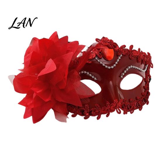 Mesh Flower Mask Half Face Masquerade for Women, Rhinestone Venetian Evening Party Mask, Costumes Accessory Halloween Carnival Prom Ball