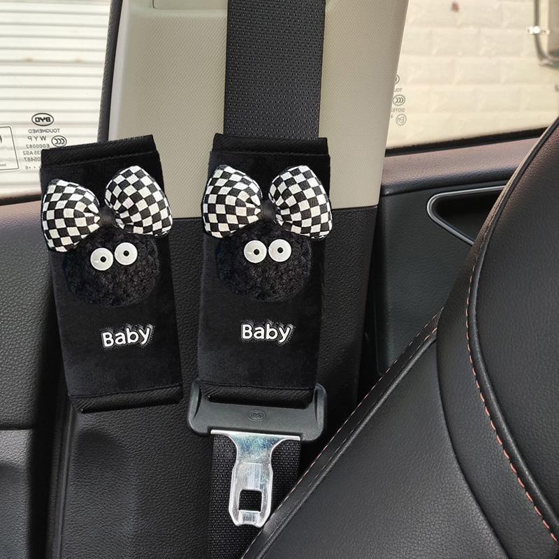 2 шт. стильный бант автомобильный ремень безопасности чехол плечевой ремень жгут подушка мультяшный угольный мяч игрушка автомобильный ремень безопасности плечевая накладка протектор