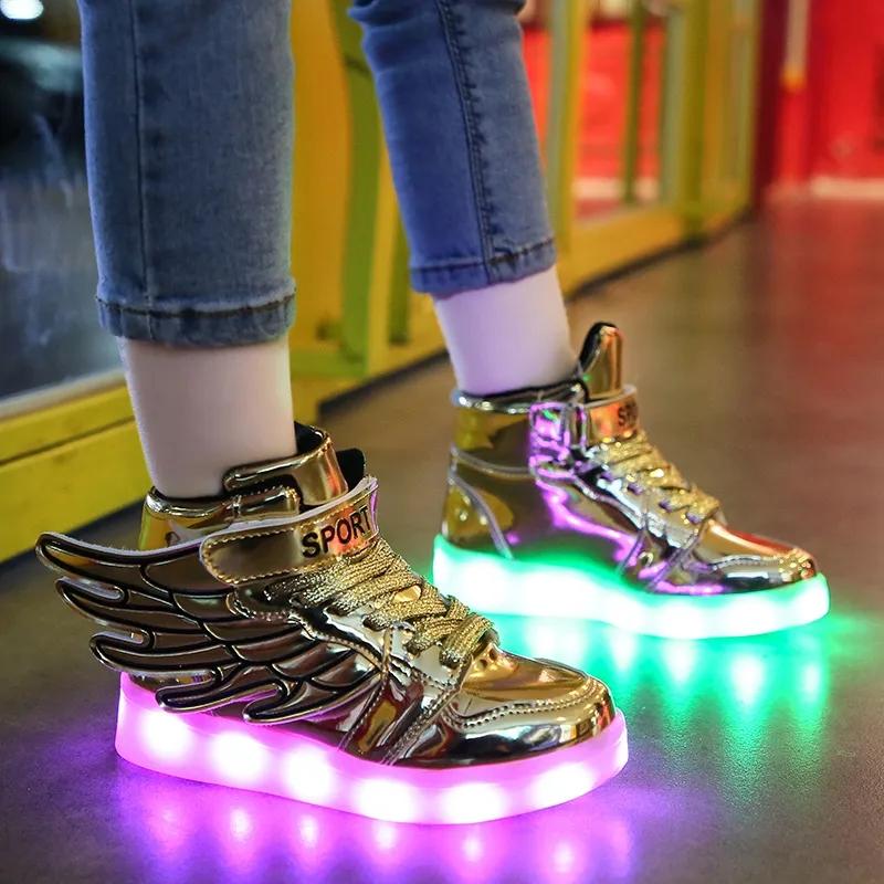 Boys Mesh Luminous Shoes Usb Rechargeable Waterproof Luminous Children's Shoes Fluorescent Shoes Baby Sports Lights Shoes for Girls and Boys