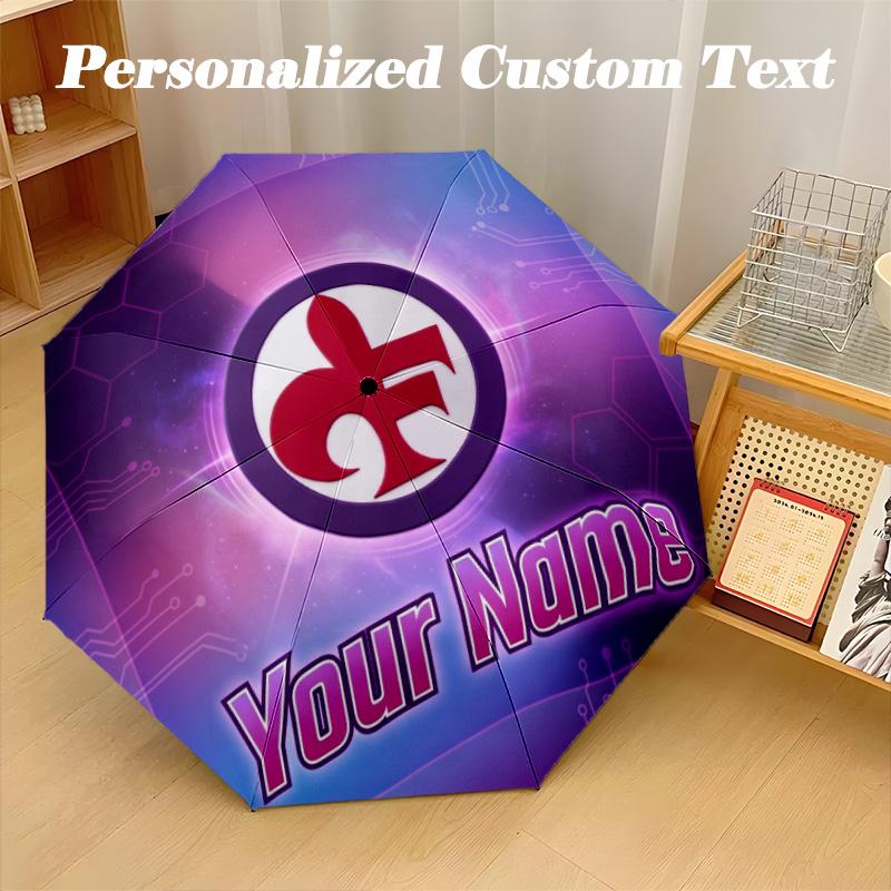 8 Rib Auto Folding Umbrella Fiorentina FC Print Custom Name Text Portable Rain Gear