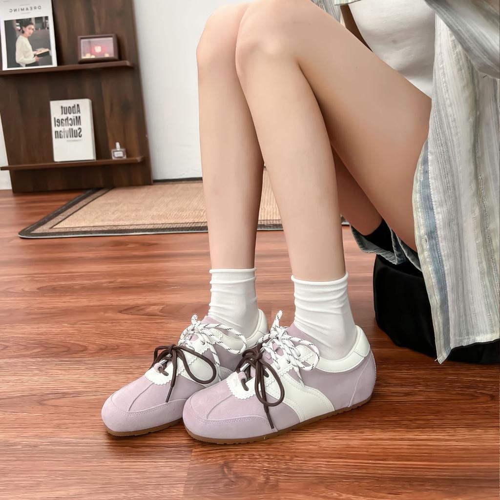 Grape Mother Summer New Retro Sports Shoes Women's Thick-soled Inner Height Increase German Training Shoes Women's Versatile Shallow Mouth Forrest Gum