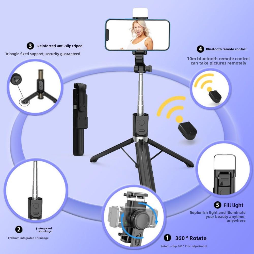 Portable Telescopic Selfie Stick 1.7m Selfie Stick Tripod Bluetooth Selfie Stick  Live Broadcast