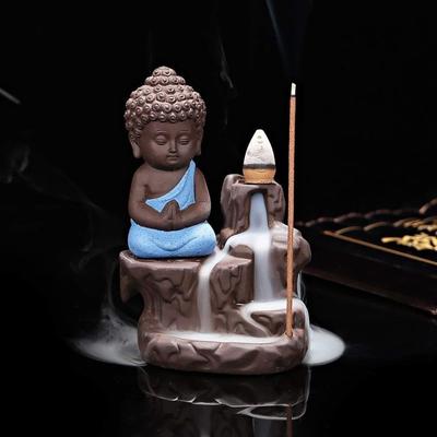 CraftIndia Медитирующий монах Будда Дымовой обратный конус