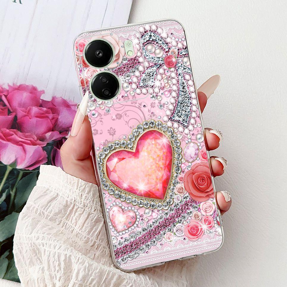 For Xiaomi Redmi 13C 5G 4G  Back Bumper Redmi 13 4G Colorful Butterfly Flower Painting Phone Case Transparent Soft TPU Silicone