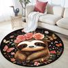 Sloth Round Area Rug,Carpet Rug for Living Room Bedroom Sofa Playroom Decor,Non-slip Floor Mat
