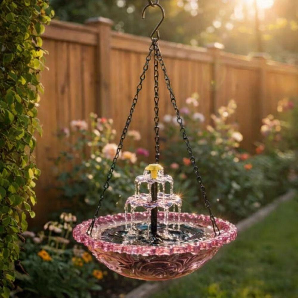 Household Solar Fountain Floating Water Feature Hummingbird Bathing Bowl Outdoor Use