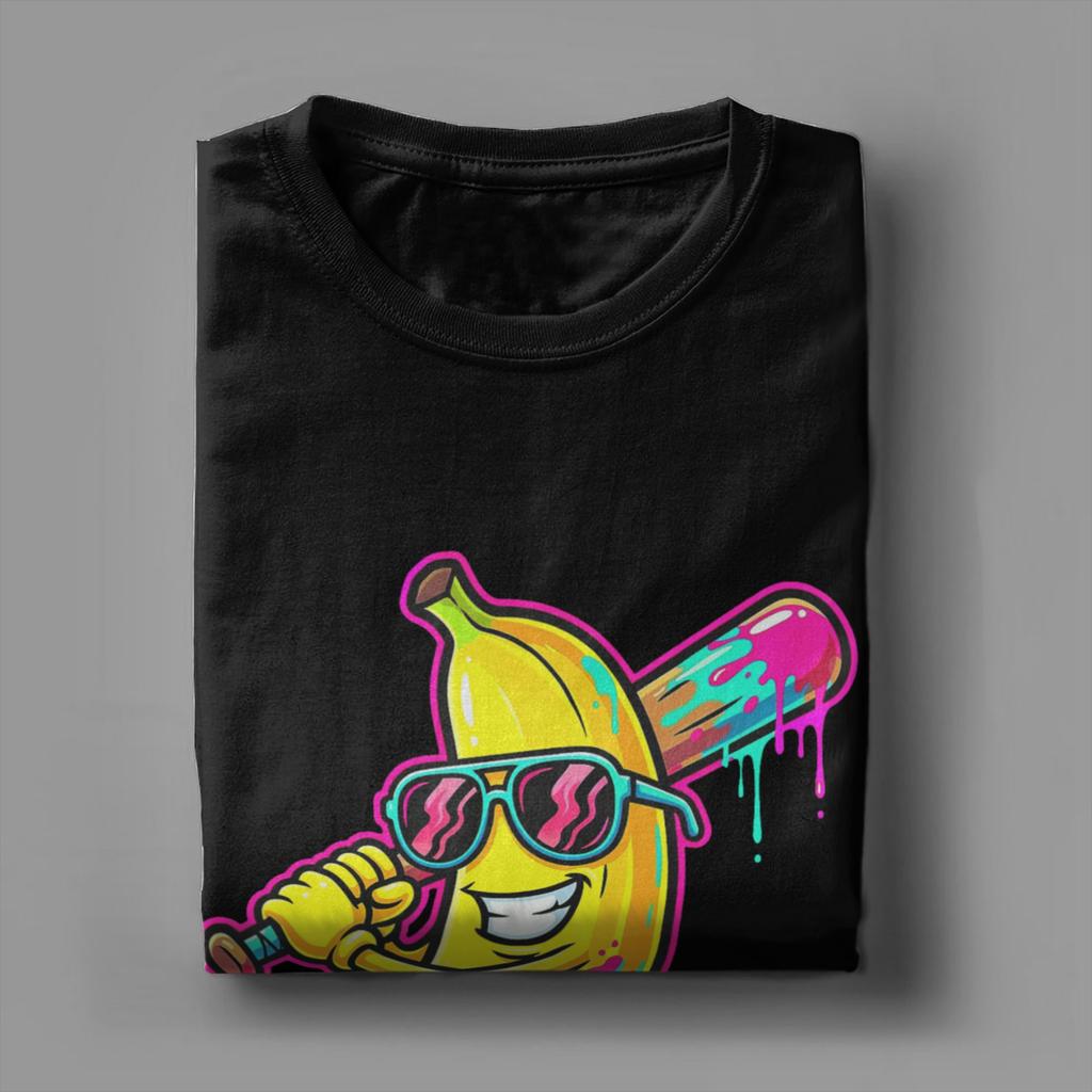 Vintage Banana Funny Baseball TShirt Unisex Crewneck Pure Cotton T Shirts Short Sleeve Tees Printed Tops