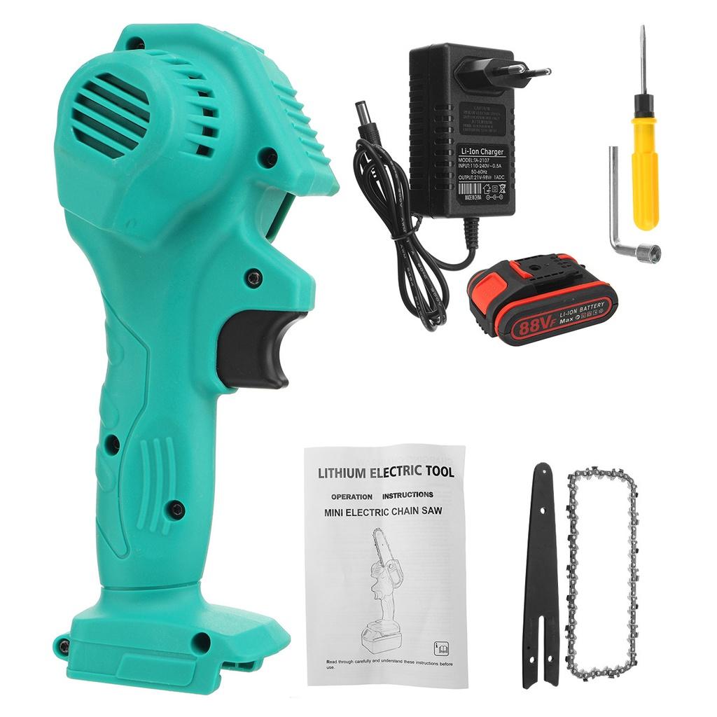 88 В 6 дюймов Мини Электрическая Цепная Пила Обрезка Цепная Пила С 2 шт. Литиевой Батареей Деревообработка Обрезка Одноручный Садовый Инструмент 3000 Вт