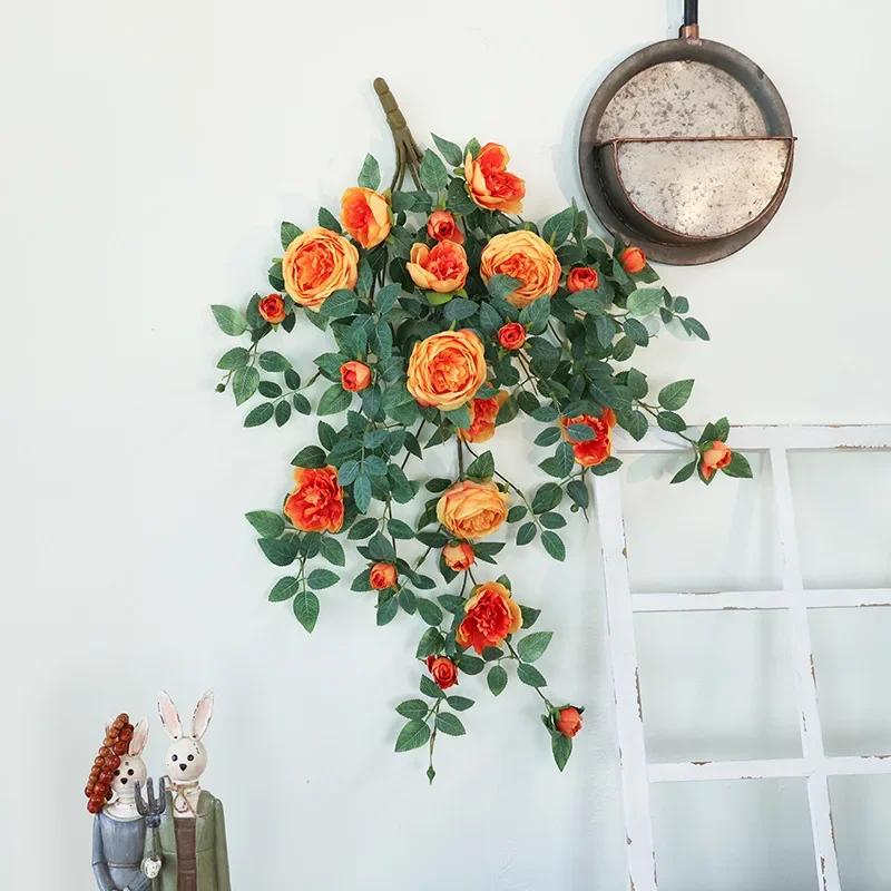 Свадебные искусственные цветы, настенное украшение, розы «Свитхарт», ротанг, имитация цветка, украшение для вечеринки, розовый, красный, роза, растение, флористический