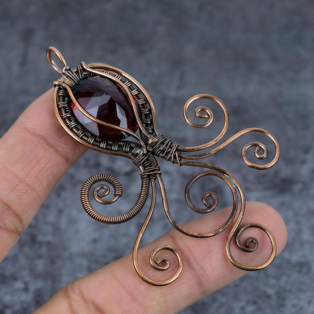Подвеска из медной проволоки ручной работы с гранатом 3,23 дюйма v6q57