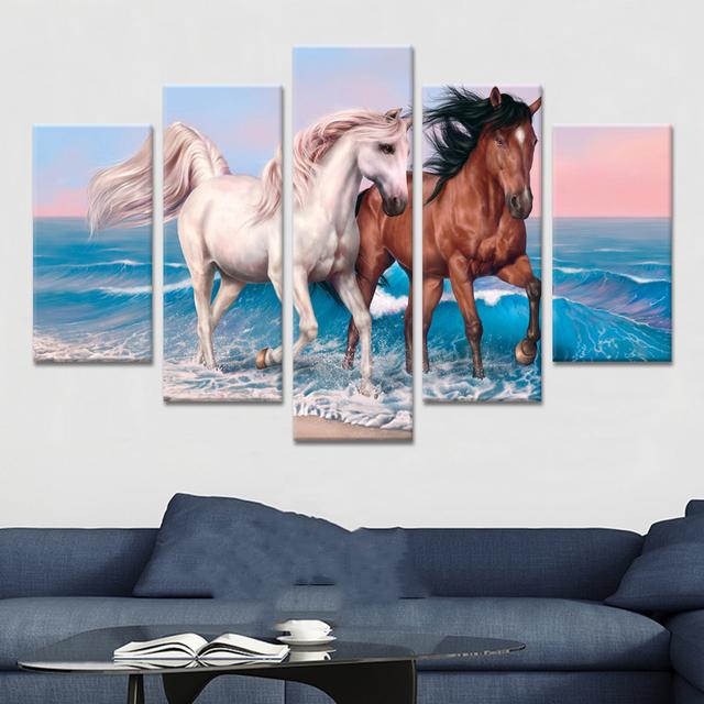 Hd печать холст картина 5 шт. животное лошадь палка на стену для гостиной украшение дома модульная рамка для картин
