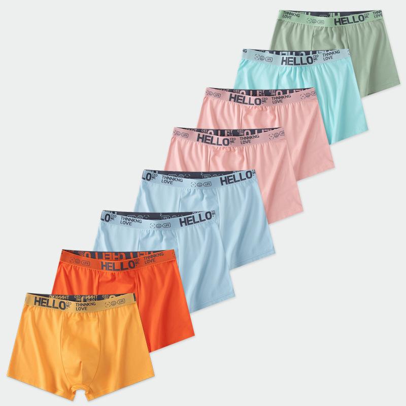 8 Pack Men's Boxer Briefs Candy Color Plus Size Loose Breathable Trunks Fashion Underwear