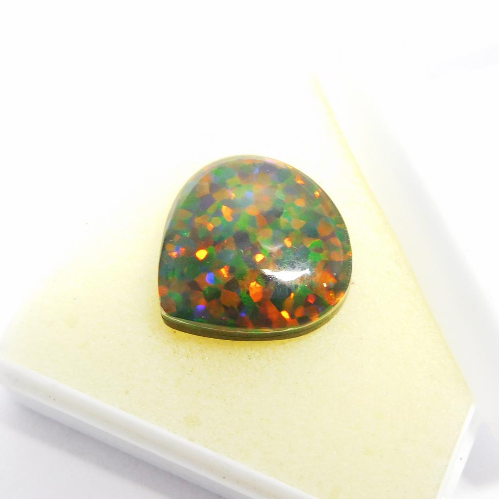 Lab-Created Opal Loose Gemstone 13.90 ct Doublet Pear Cut Multi Color for Jewelry Making and Crafts