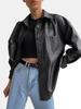 Black Soft Handmade Leather Designer Casual Shirt Genuine Lambskin Stylish Women